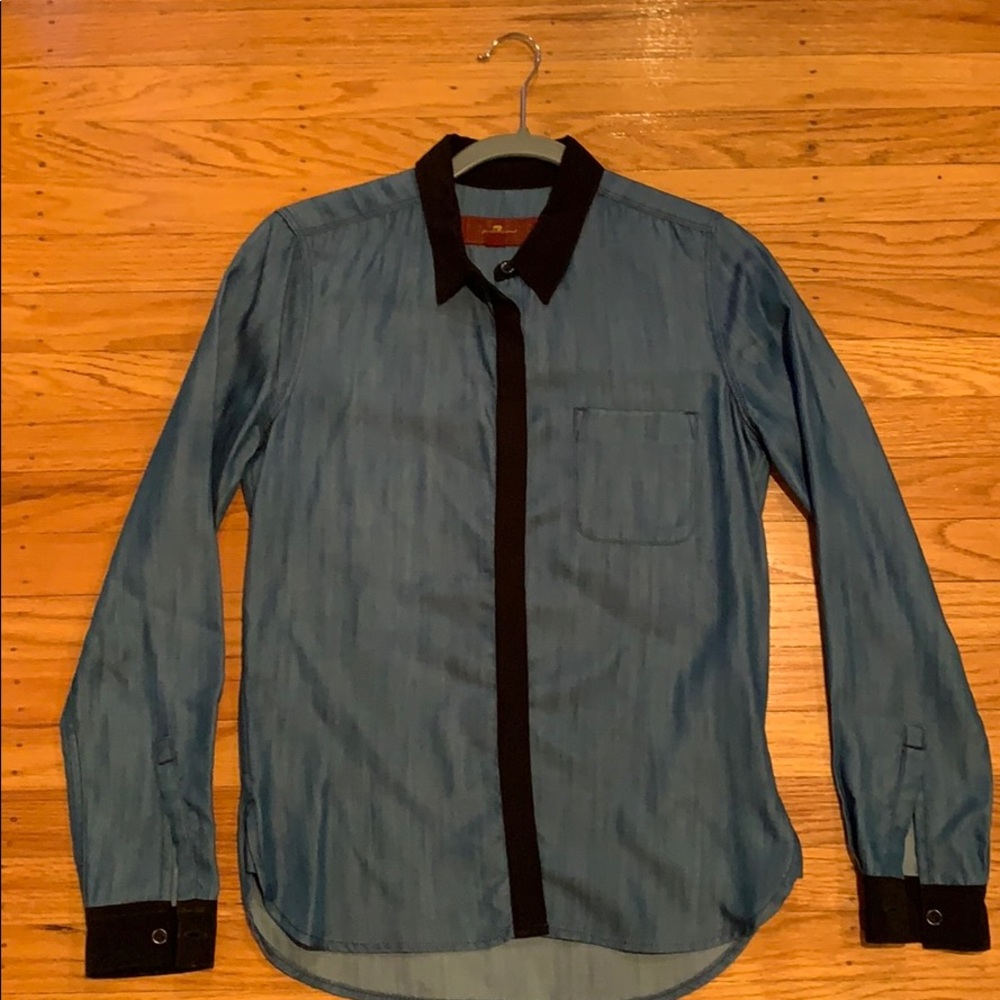 7 For All Mankind denim shirt with black trim